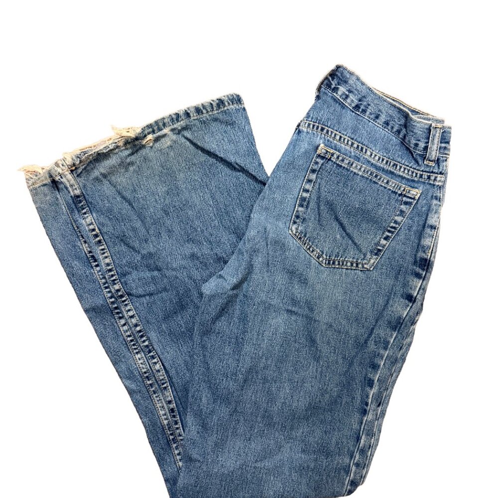 Vintage Y2K Old Navy Bootcut Flare Jeans Women’s 16 Regular Blue Distressed Hem
